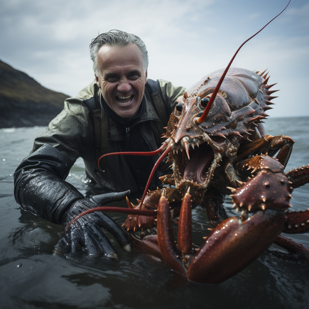 Jordan Peterson fighting a massive lobster