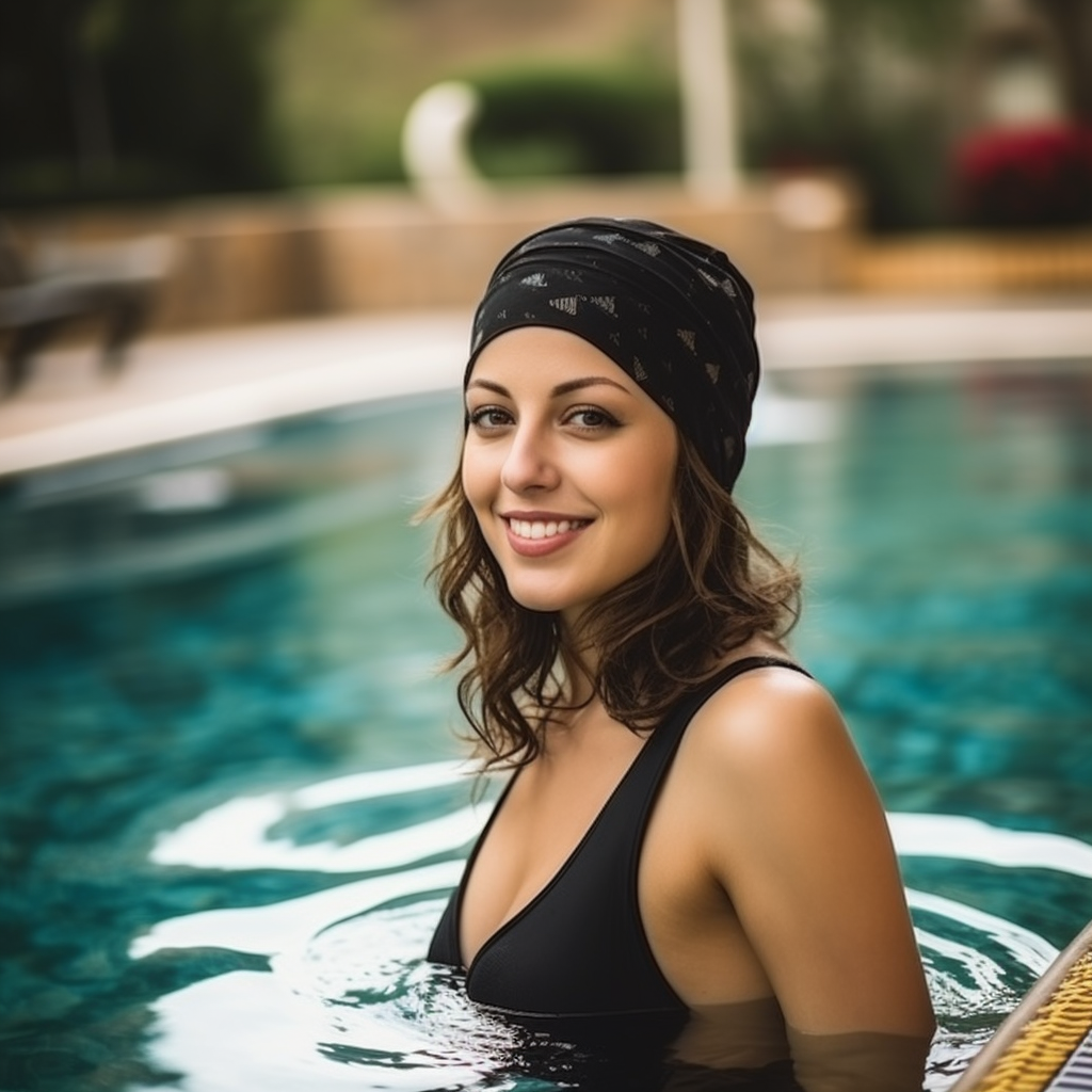 Beautiful Jordanian woman in the pool