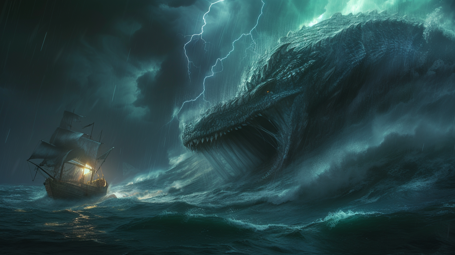 Sea Serpent Leviathan Intimidating Ship