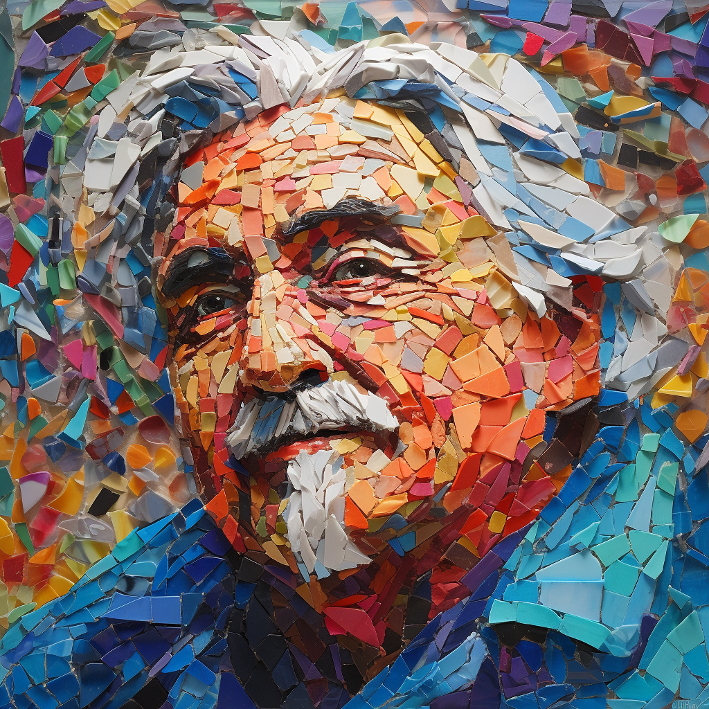 mosaic-like artwork jose mujica ocean plastic