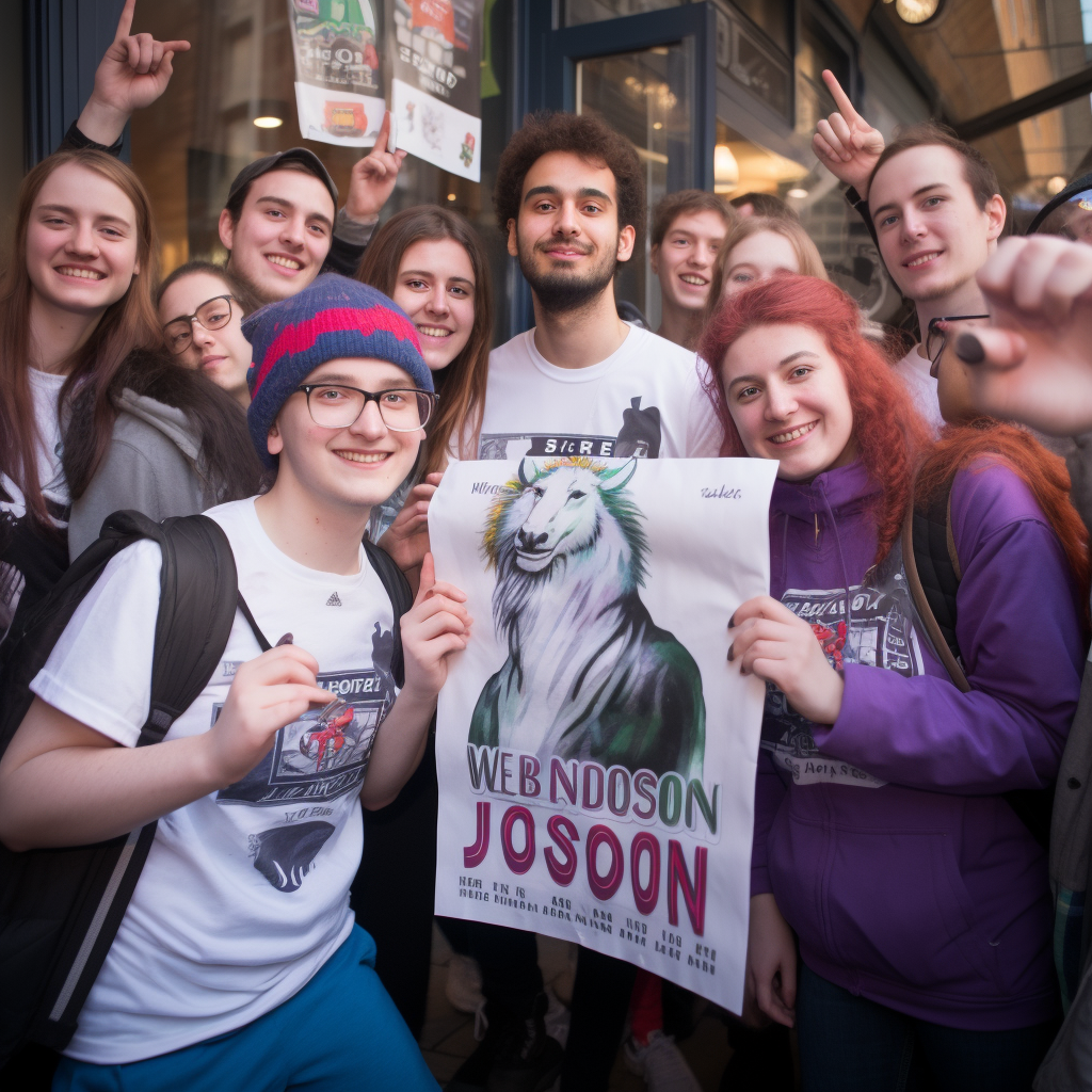 Group of Joseph Badow fans cheering