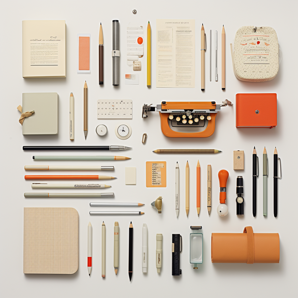 Assorted journalist-inspired stationery items