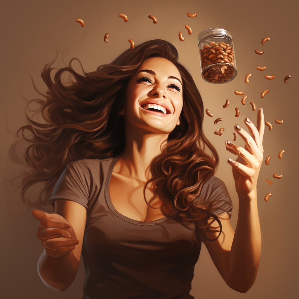 Woman holding hair capsules