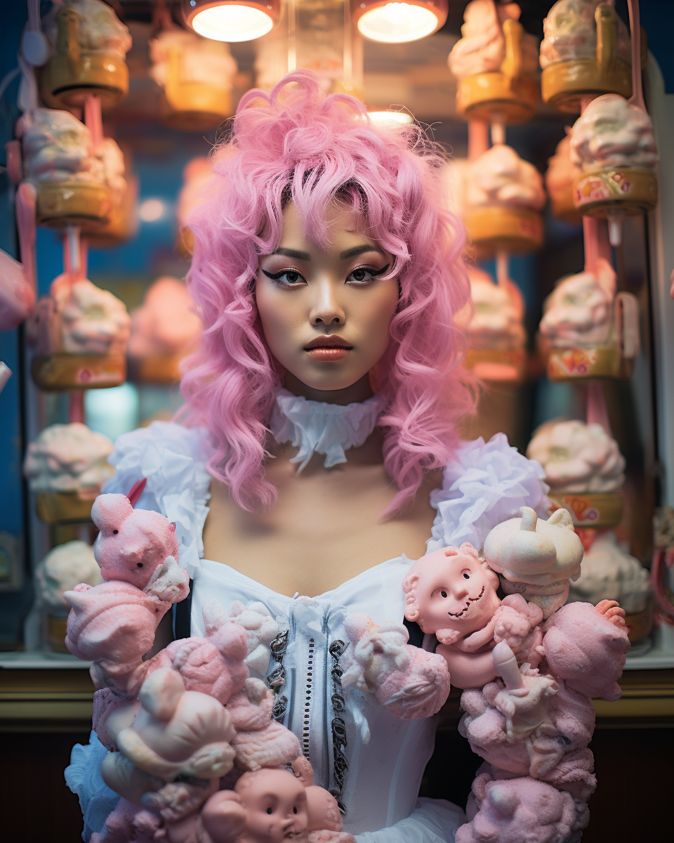 Hong Kong Woman in Colorful Ice Cream Dress