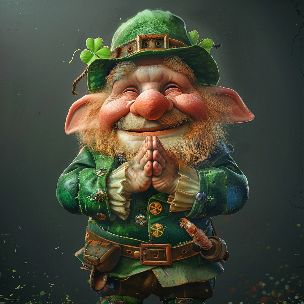 Smiling leprechaun in green attire