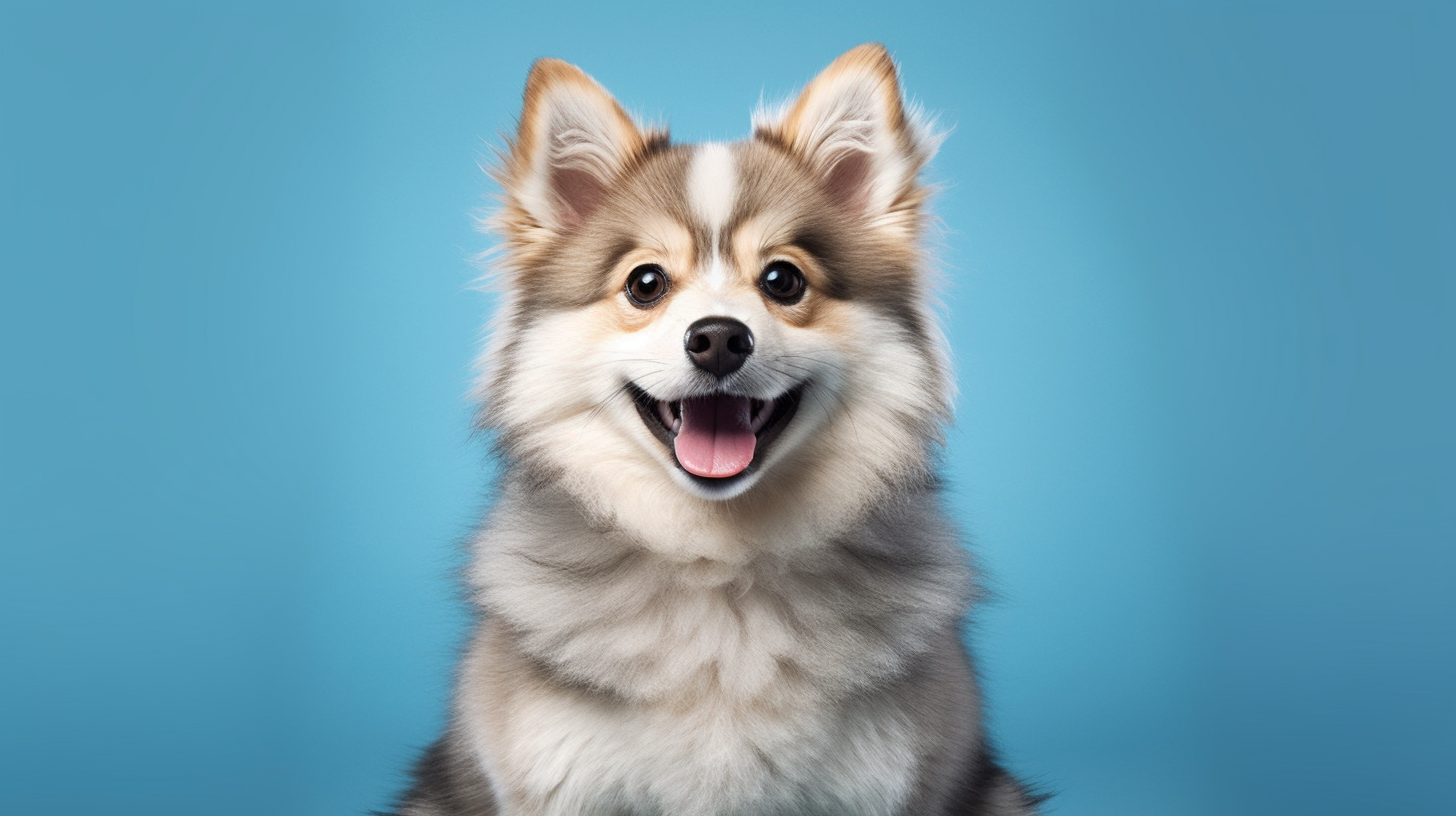 Highly detailed photograph of a joyful Pomsky dog