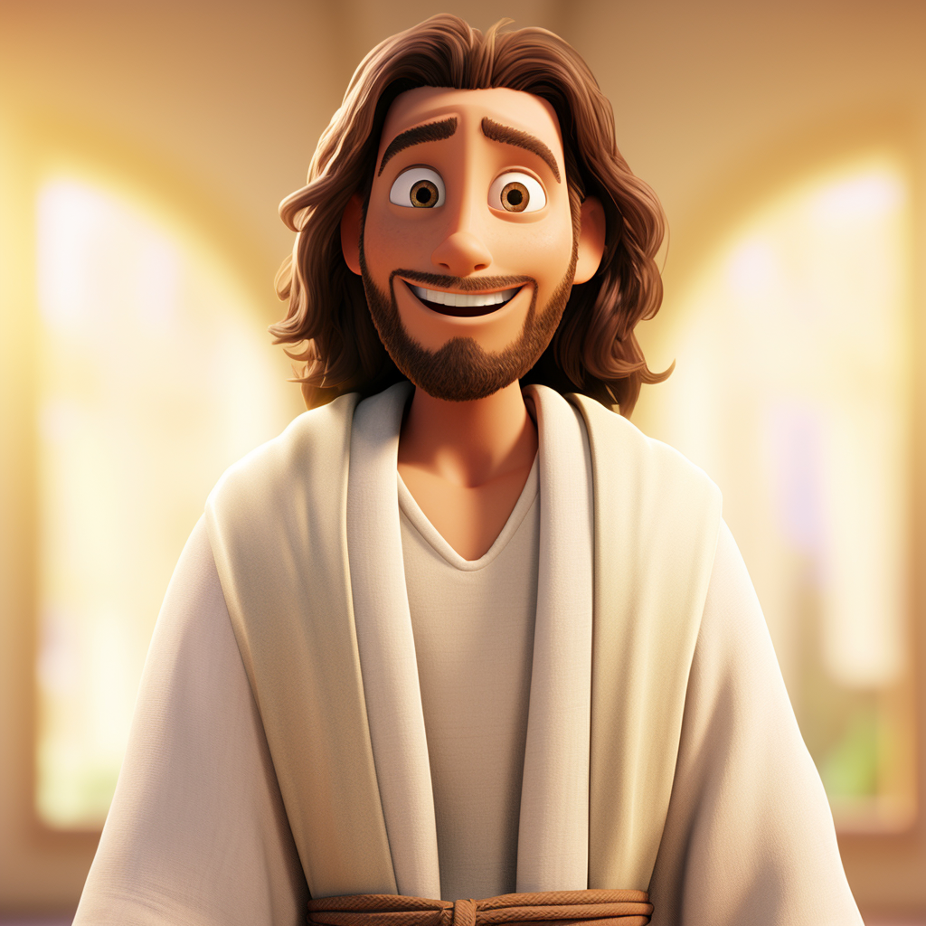 Joyful Jesus in Pixar Style