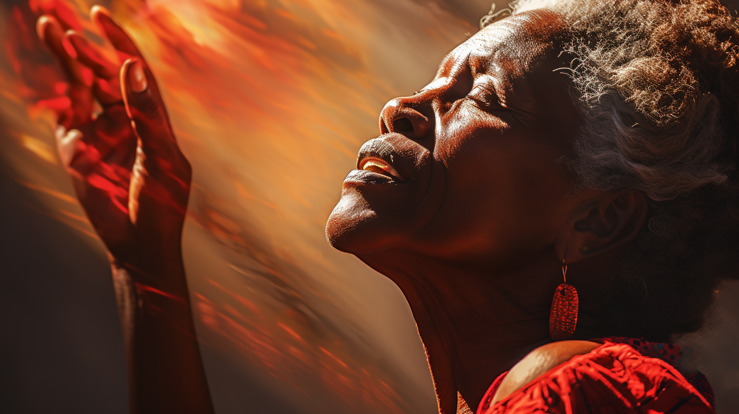 Woman basking in sunlight with joy