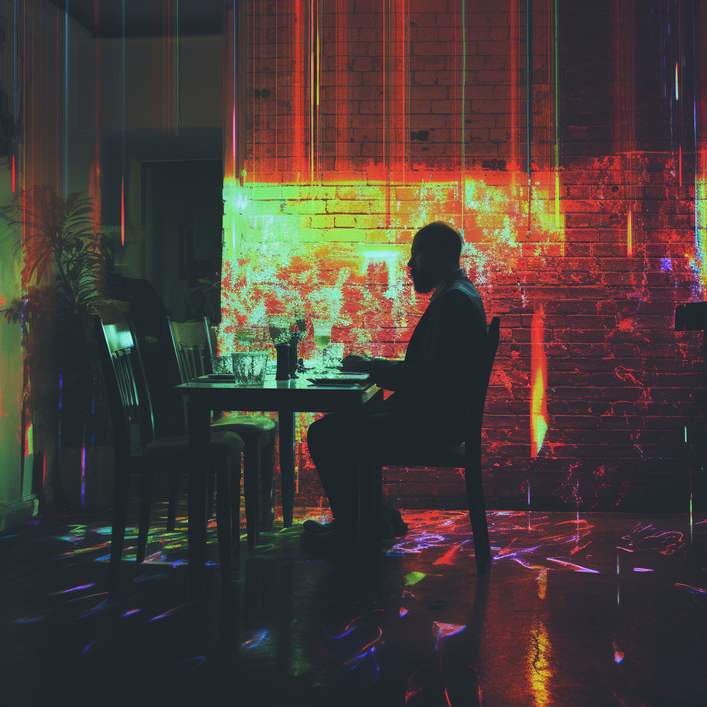 Joyous Dinner Alone Glitch Art