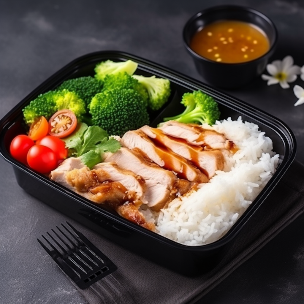 Sliced chicken steak in lunchbox