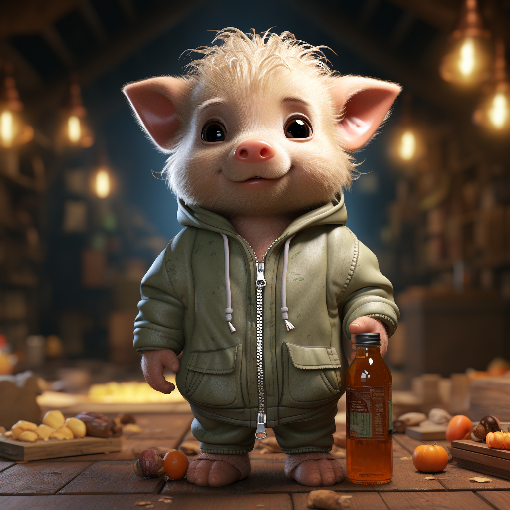 Adorable Juice WRLD pig cartoon image