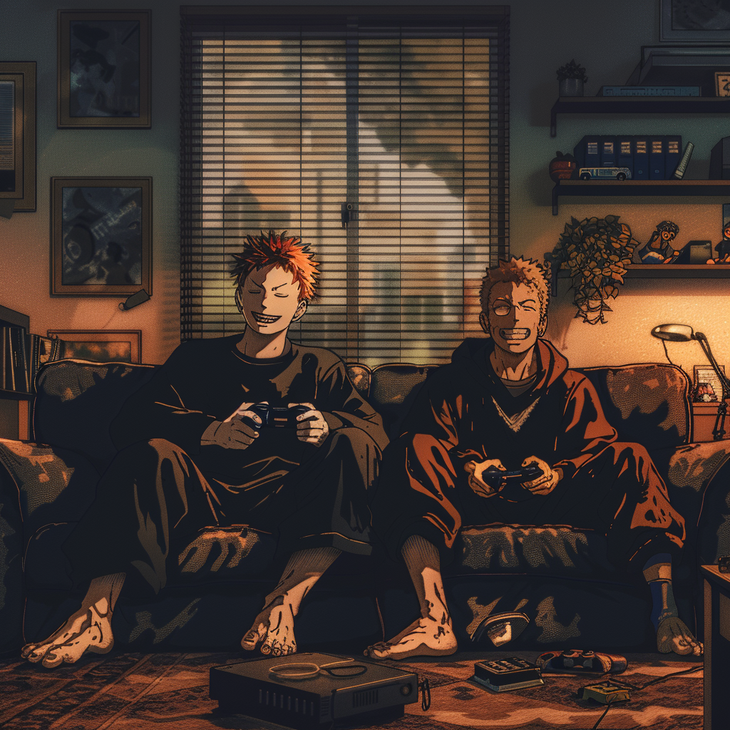 Jujutsu Kaisen characters playing video games