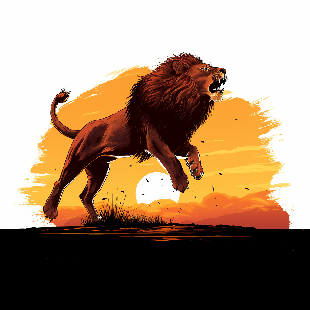 Jumping Lion Silhouette Realistic Image