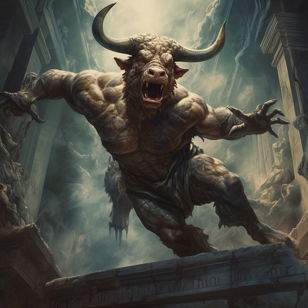 Powerful Minotaur preparing to strike