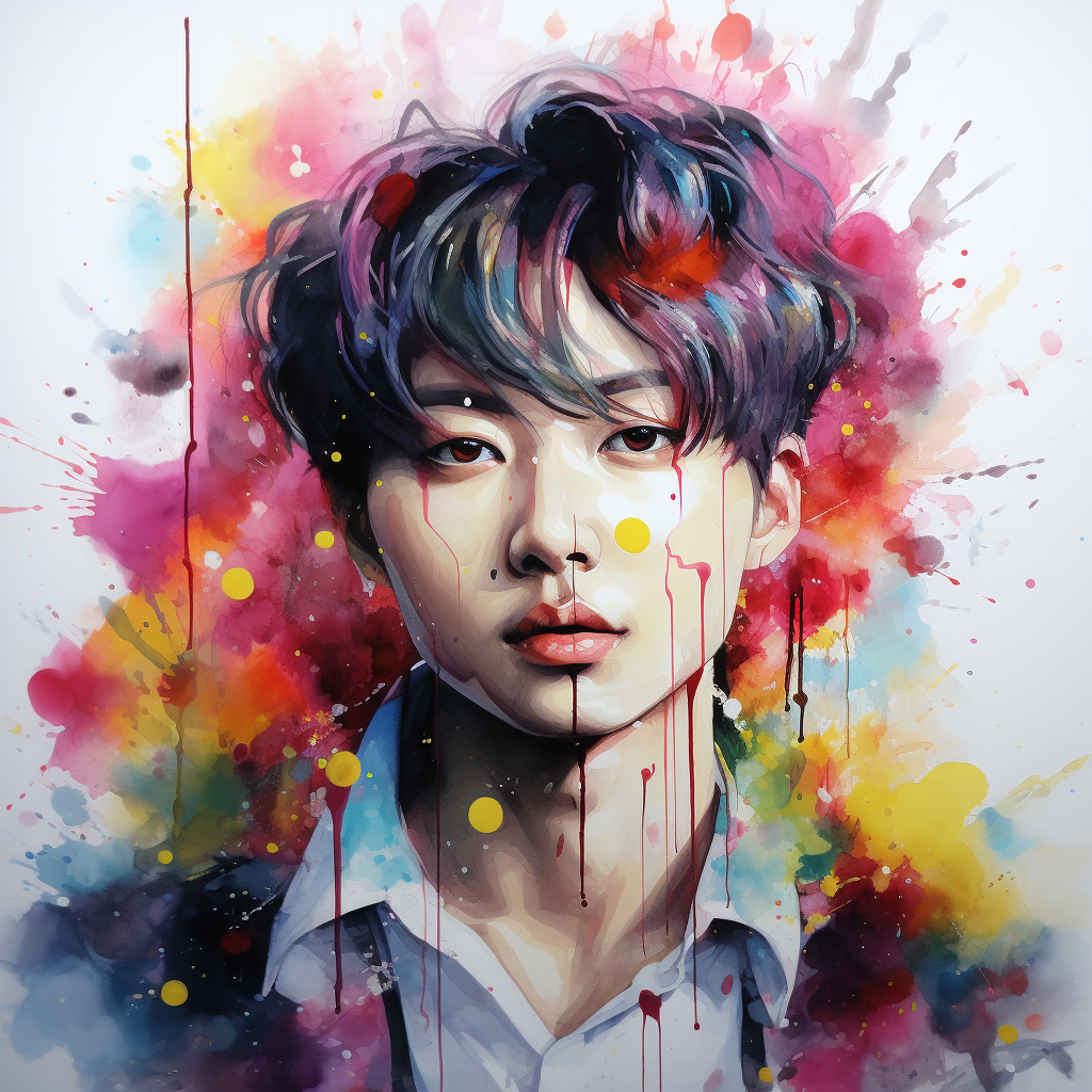 Jungkook from BTS in beautiful watercolour