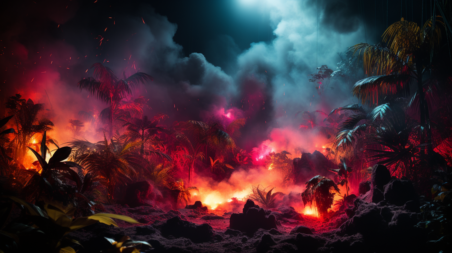 Colorful jungle explosion in neon hues