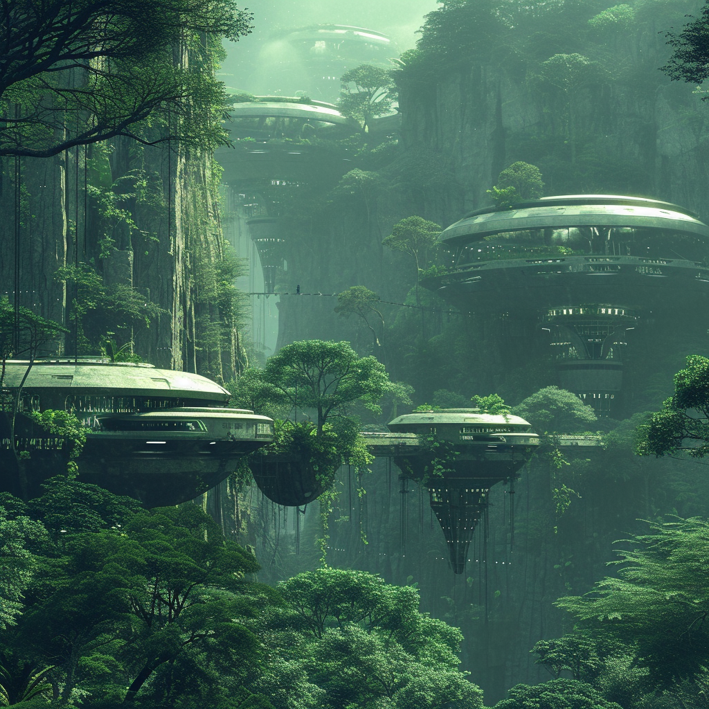 Futuristic Buildings in Jungle