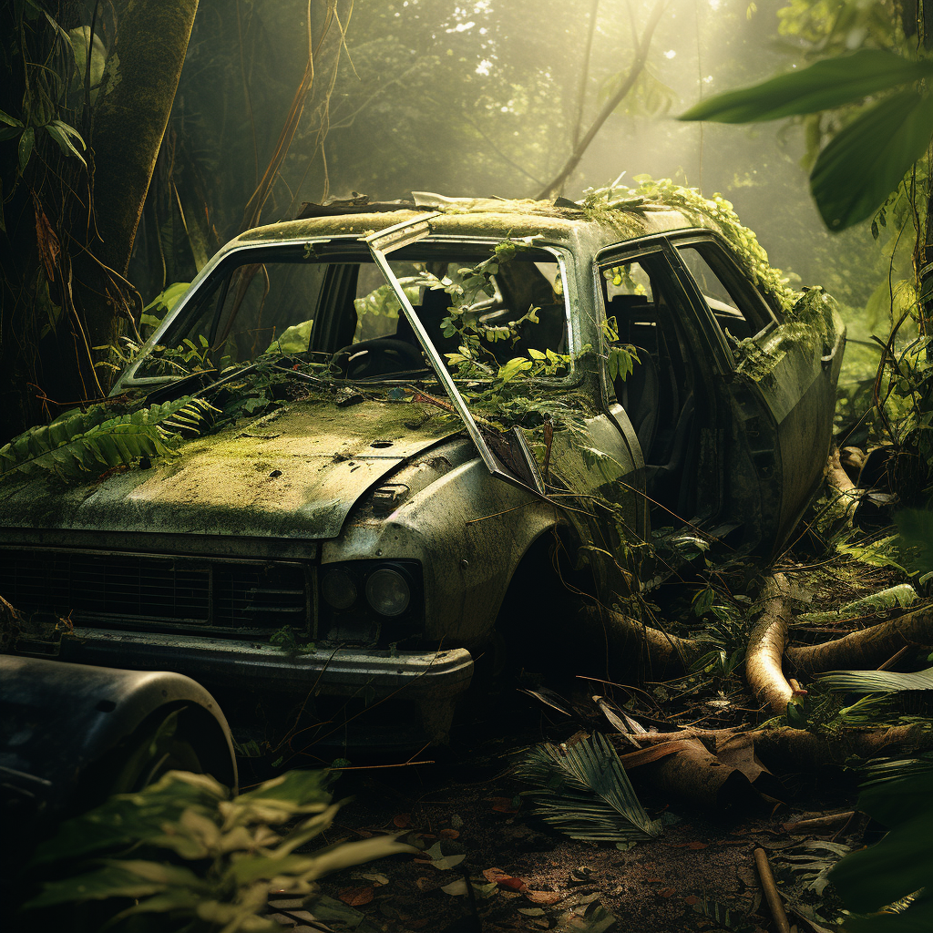 Gorie carrying car in jungle