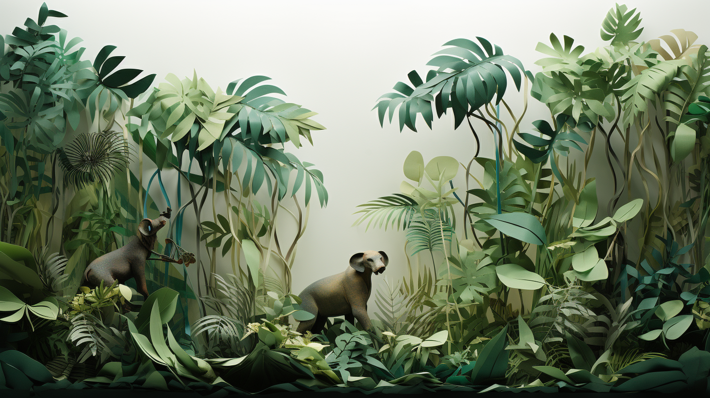 Immersive paper jungle scene