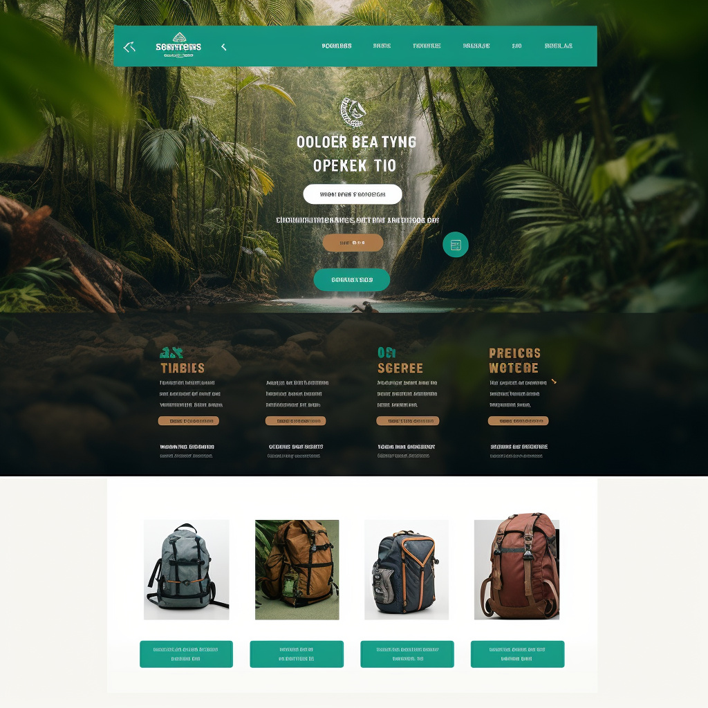 Adventure gear in jungle with turquoise water