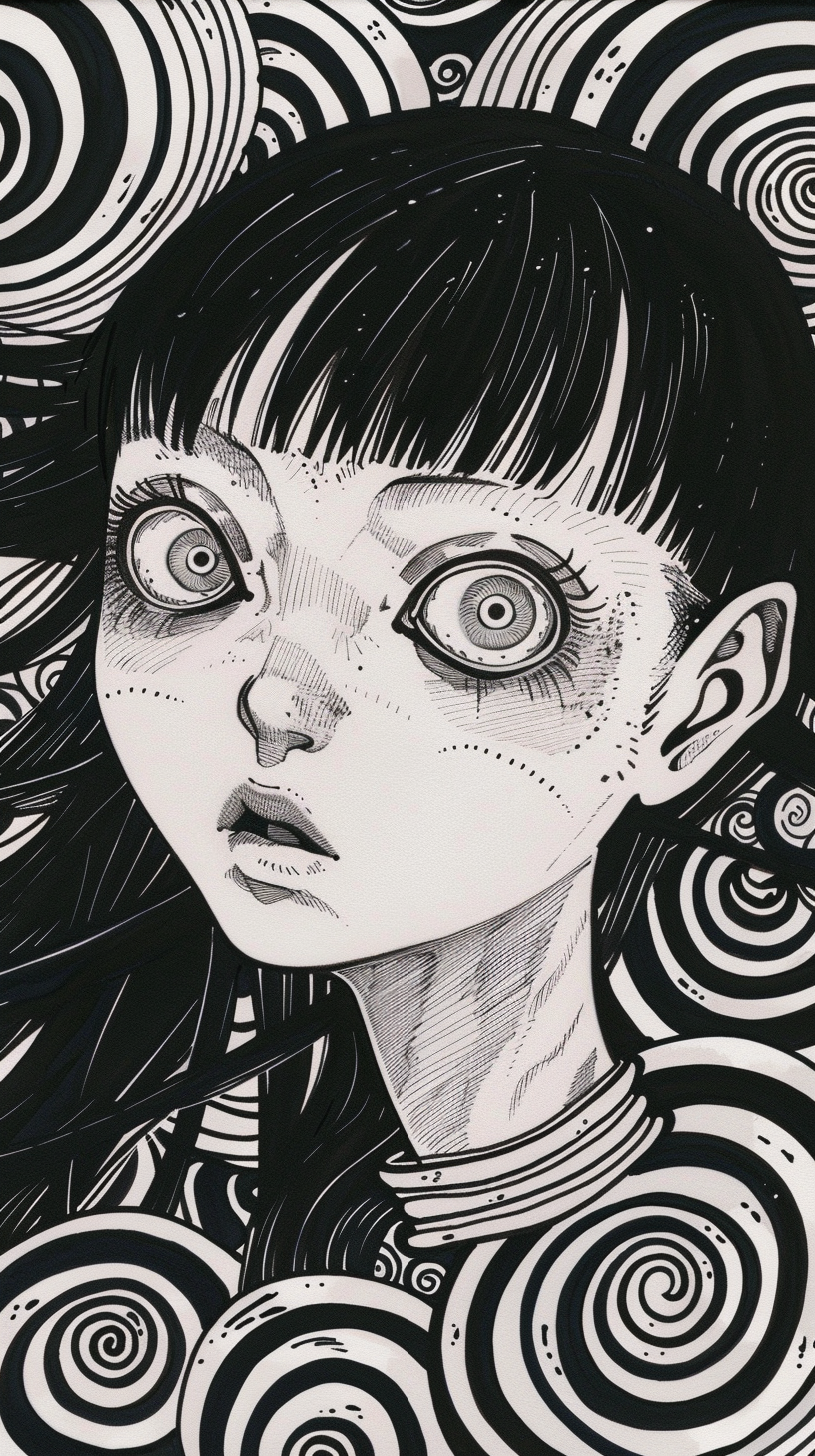 Creepy girl with spiral eyes