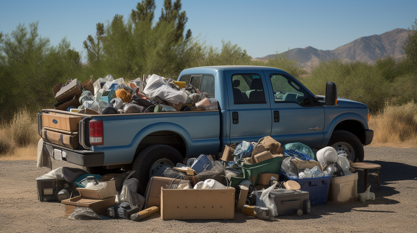 Neatly piled junk removal items