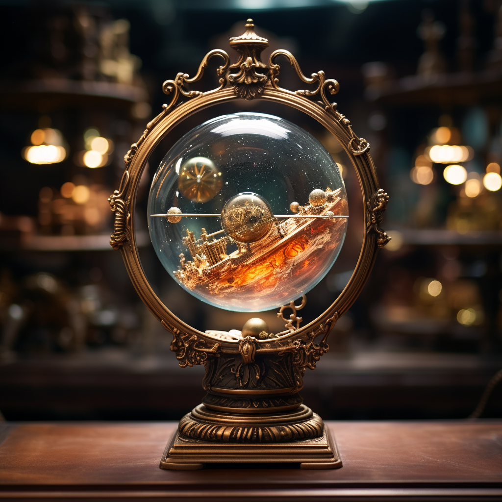 Jupiter inside necklace inside crystal ball inside clock