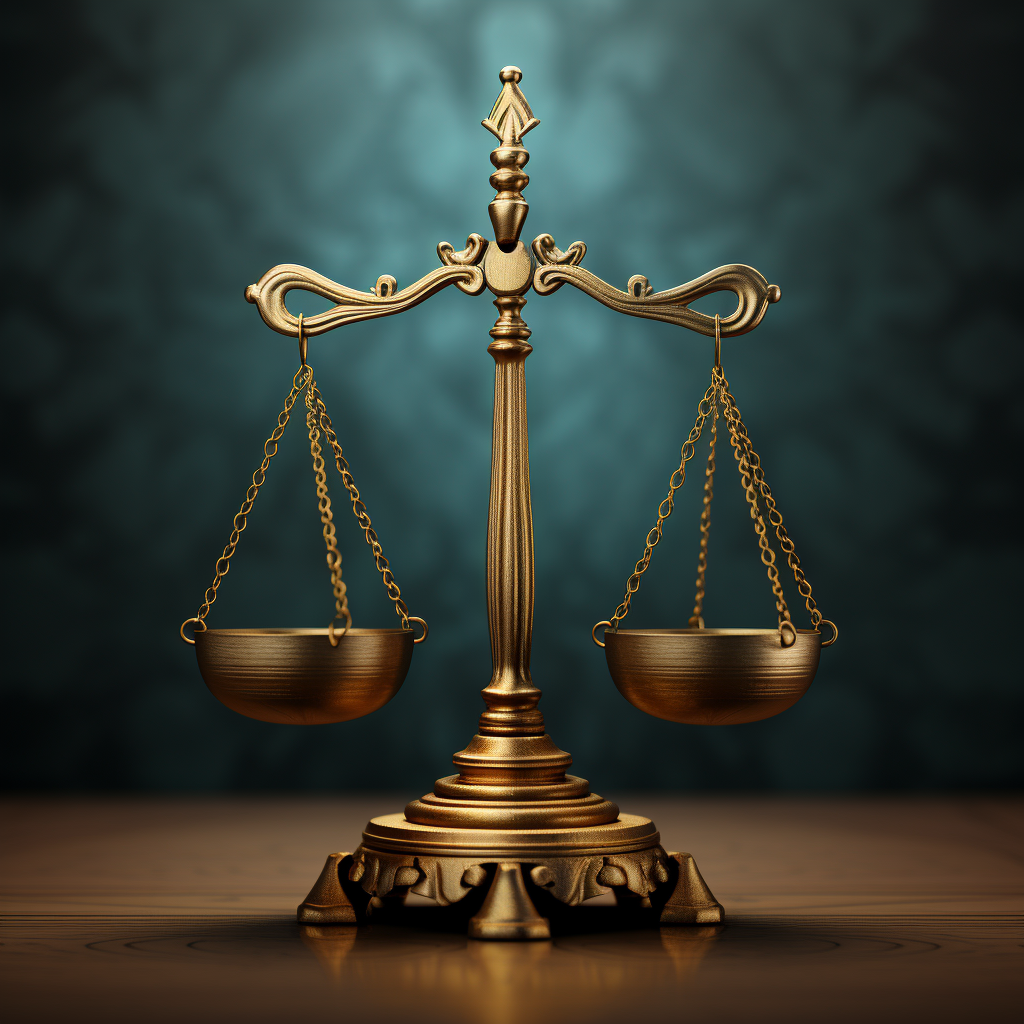 Justice scales on simple background