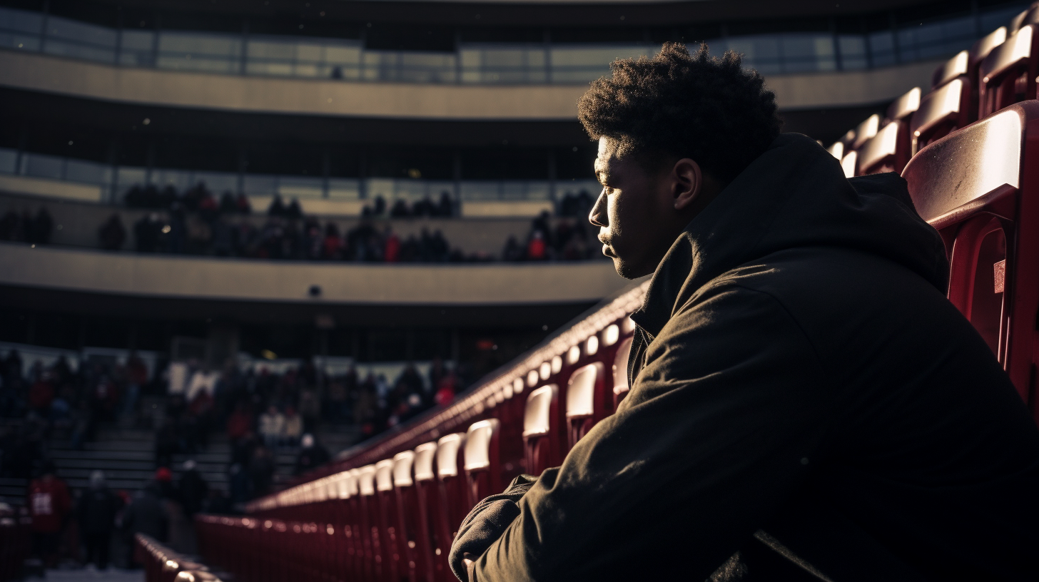 Justin Jefferson sitting with Japanese fans at football game