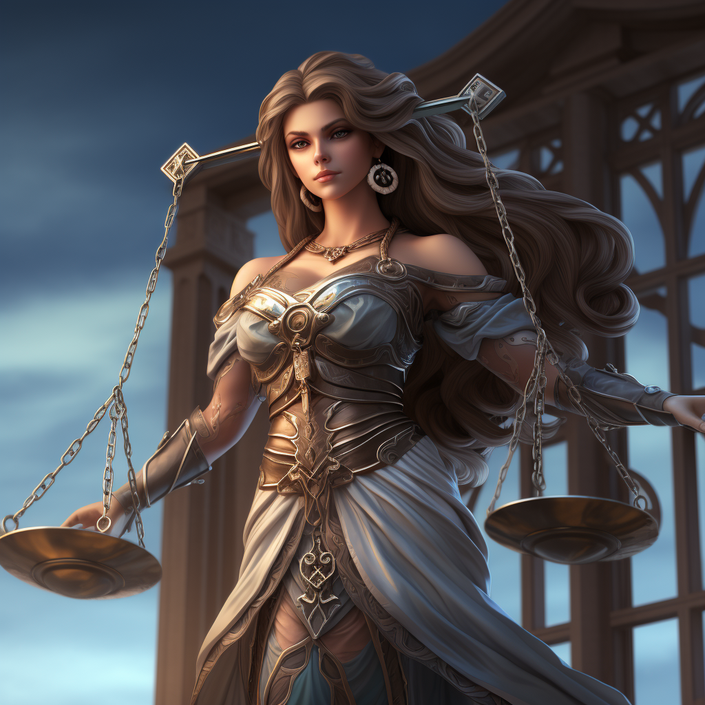 Representation of Justitia, the Roman goddess of justice