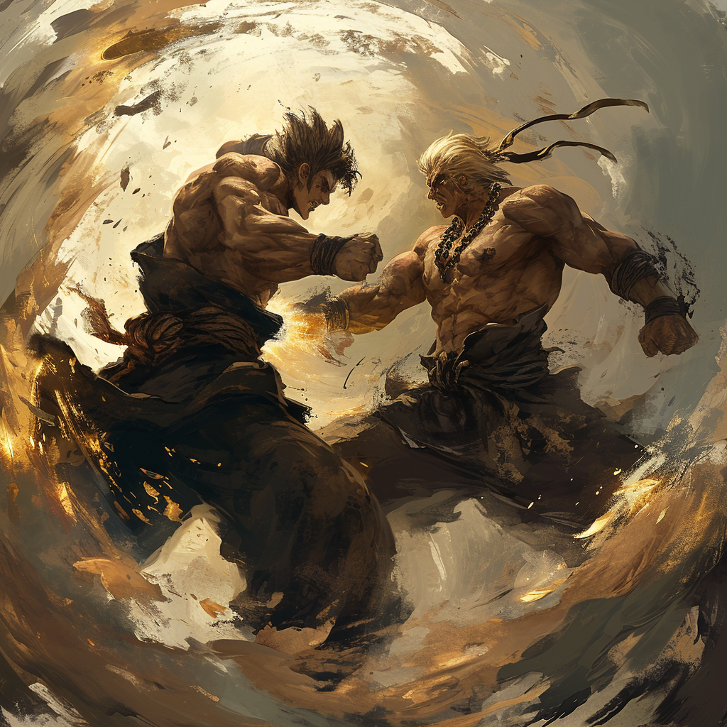 Juza and Raoh in intense combat