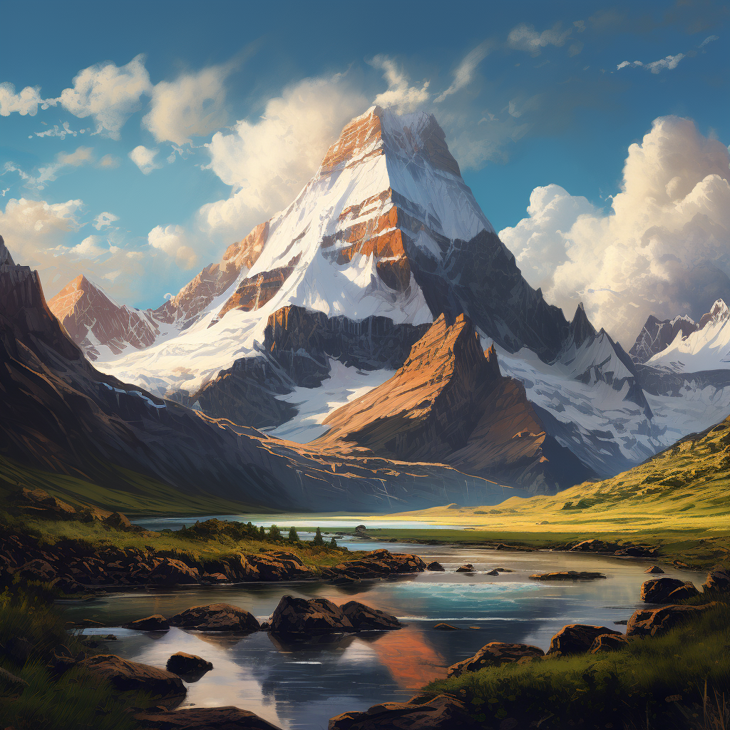 Beautiful digital painting of wide-angle Kailash shot