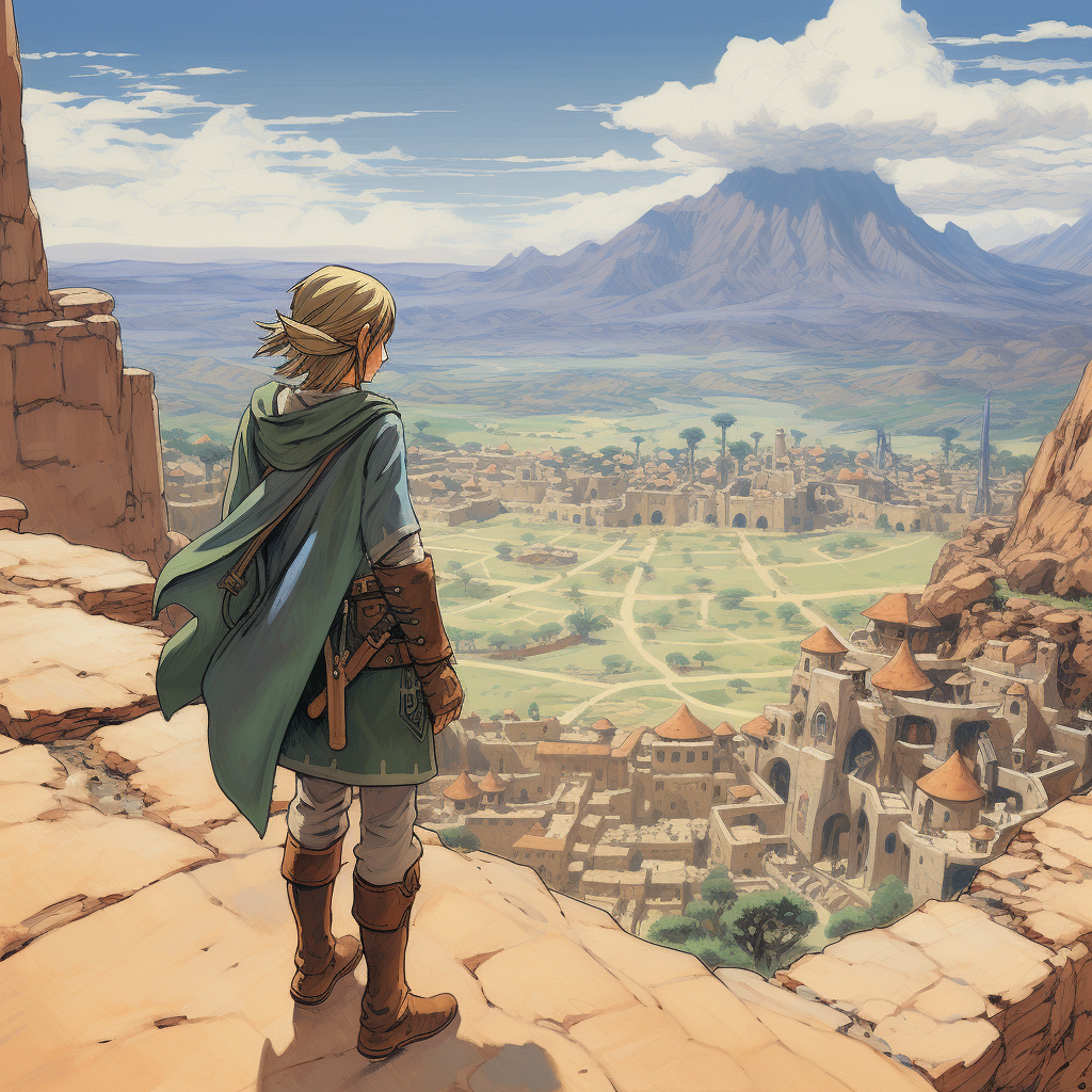 Illustration of Link in Kakariko Village ?