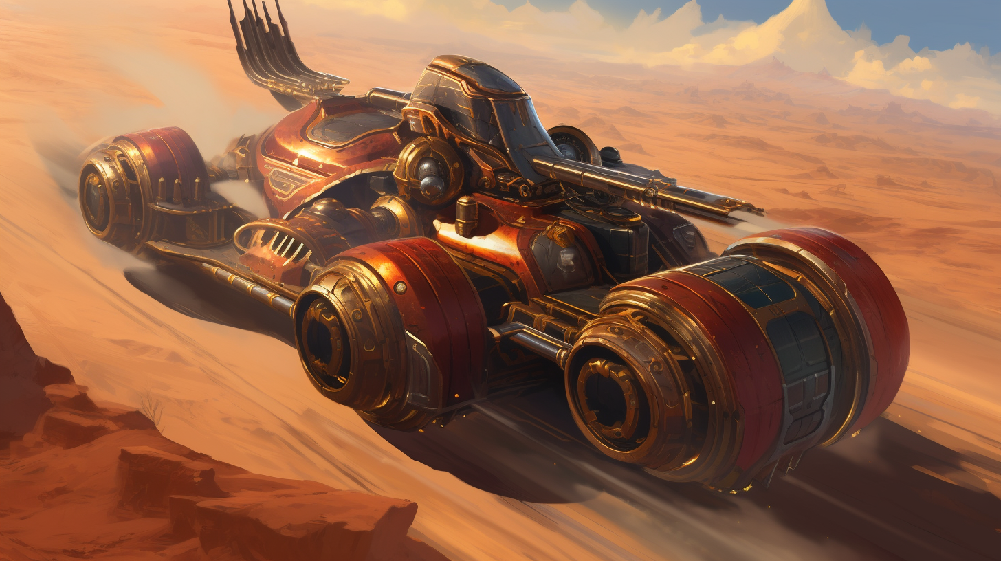 Mechanical artifact racing speeder on Kaladesh