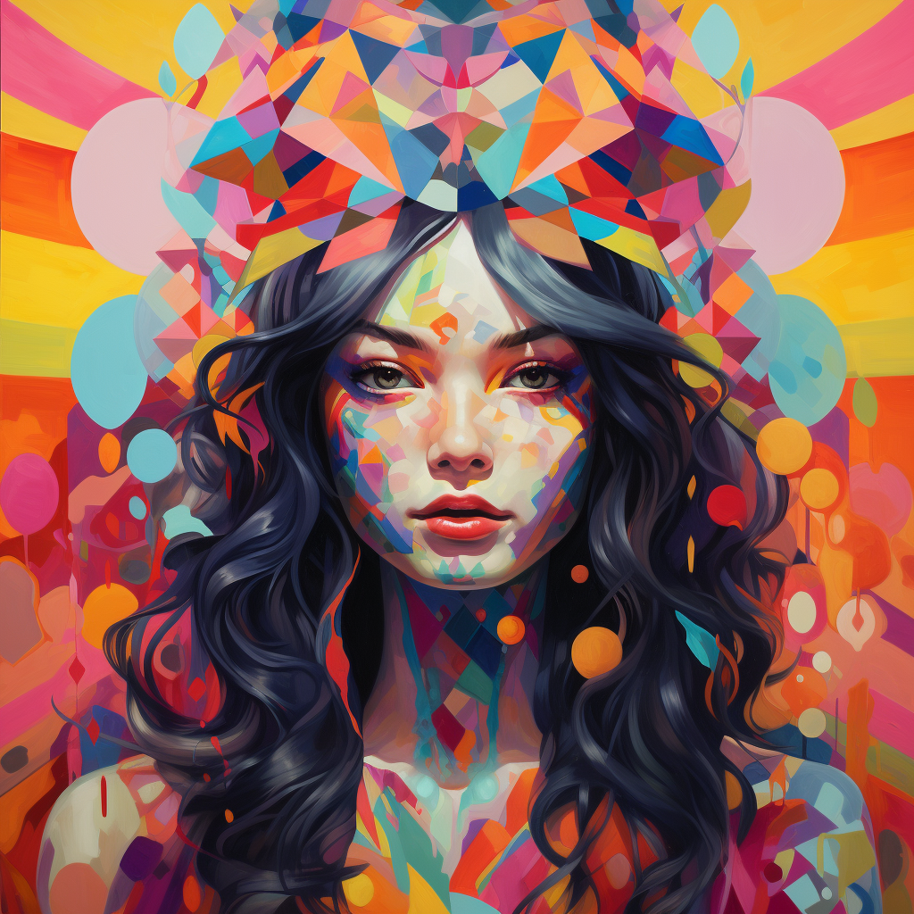 Vibrant kaleidoscopic girl artwork