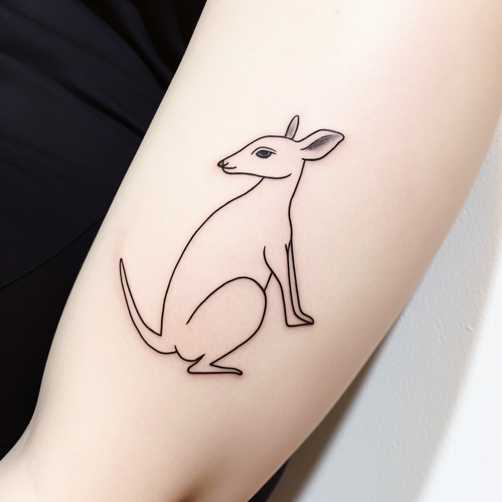 Kangaroo side lounging model tattoo