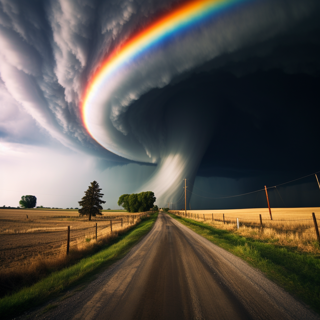 Colorful tornado art in Kansas