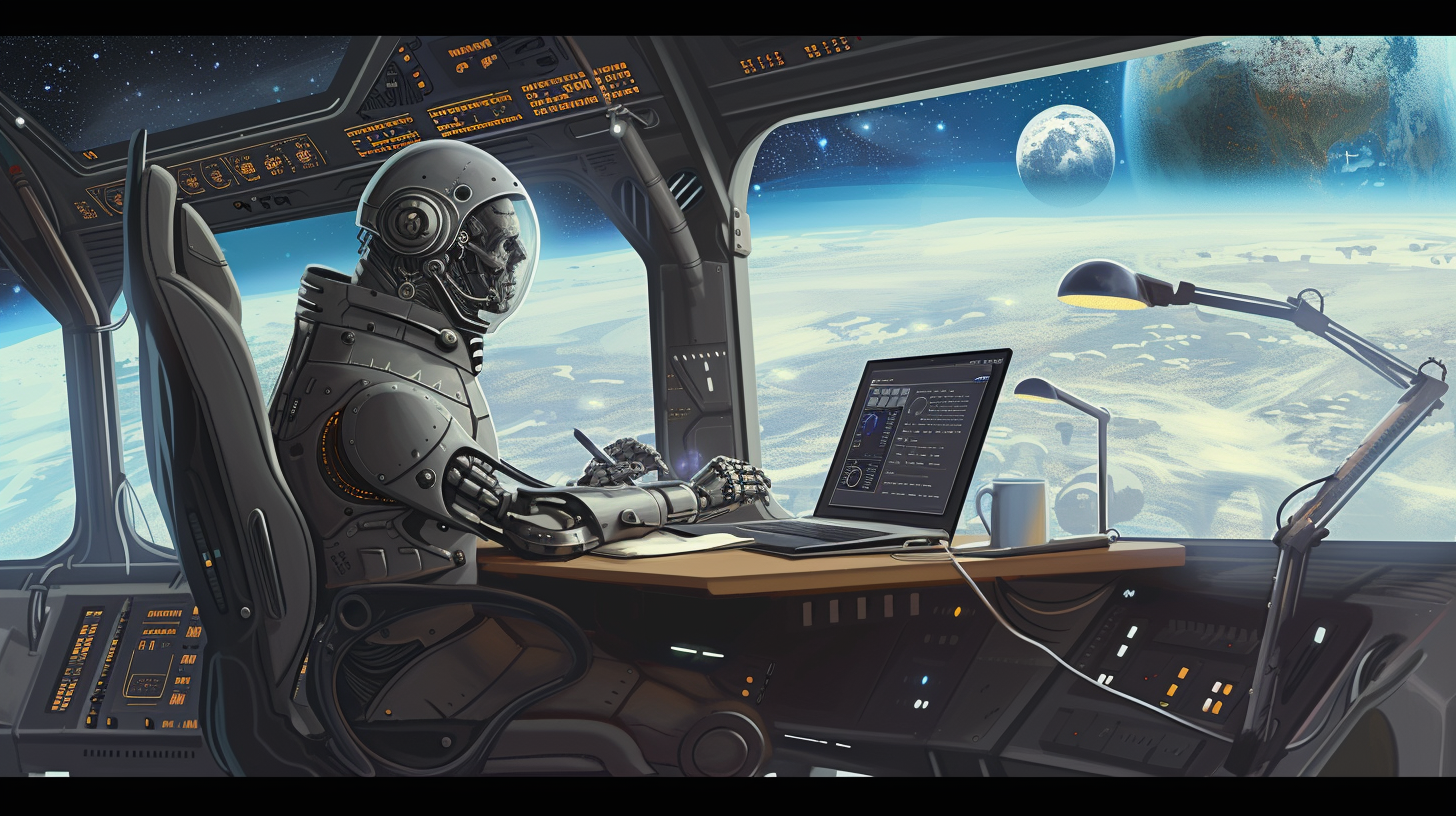 Immanuel Kant robot writing desk space station