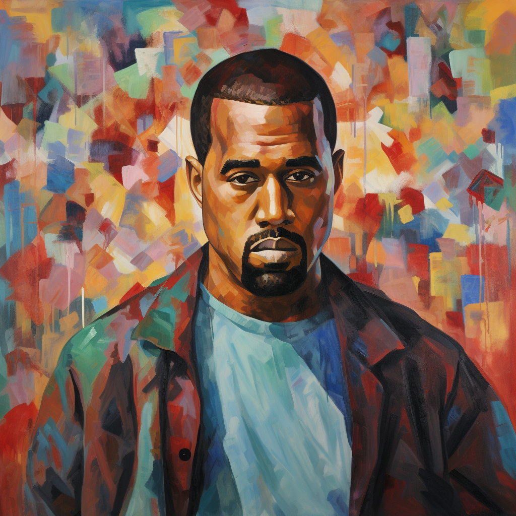 Kanye West painting in Picasso's style