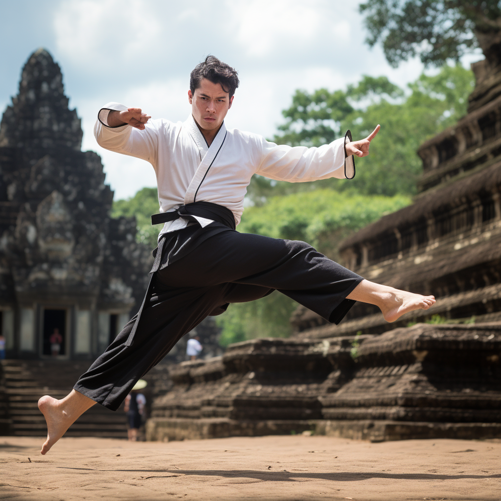 Karate High Kick Black Belt in Angor Wat Complex image