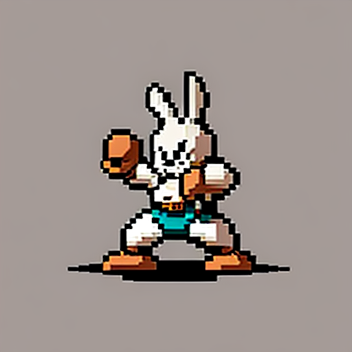 Karate rabbit in fighting pose