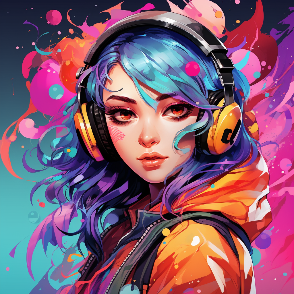 Karol G in colorful anime artwork