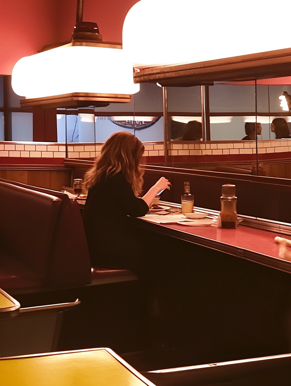 Kate Mara enjoying dinner at a diner