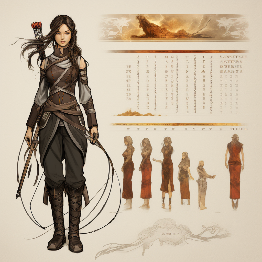 Katniss Everdeen in Avatar style character sheet