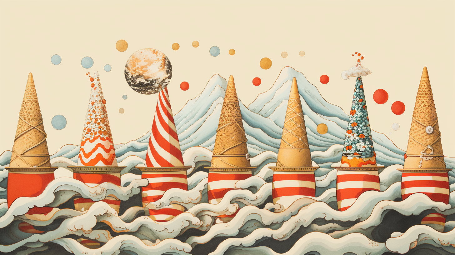 Colorful Cones and Skittles Party Illustration