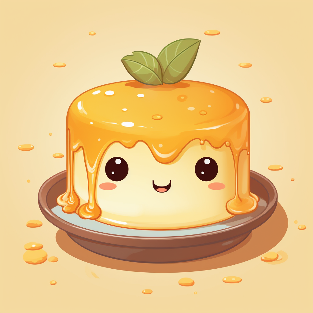 Cute egg flan anime illustration