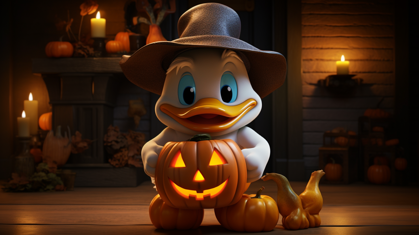 Cute baby duck in Halloween costume