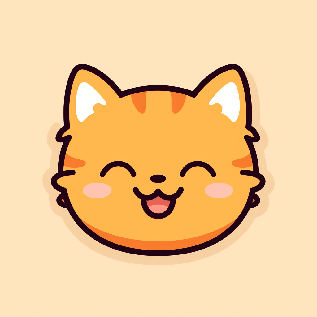 Cute minimalist cat emoji with a grinning face