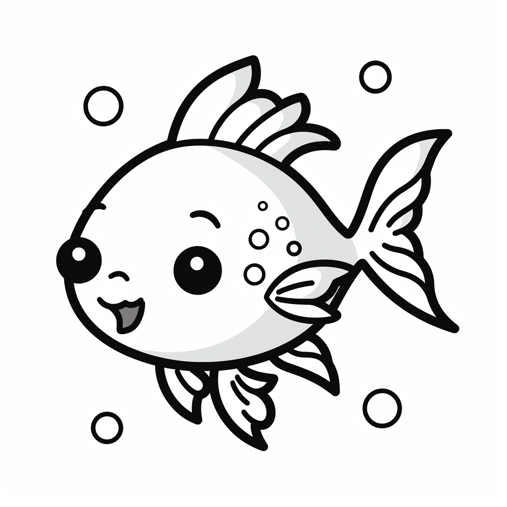 Adorable child's fish drawing outline