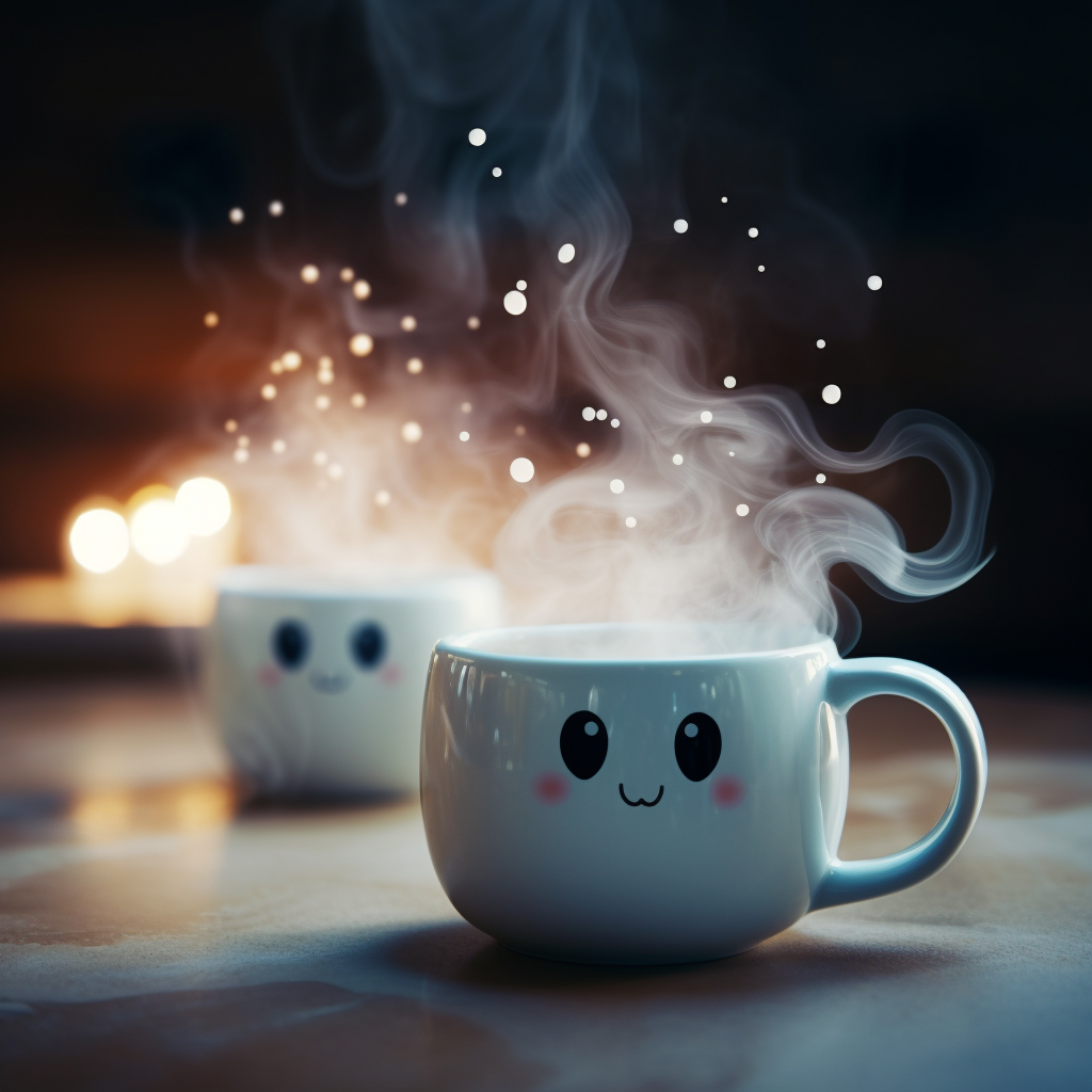 Kawaii ghost mug with ghost-shaped steam